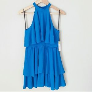 RYSE The Label Gianna Ruffle Dress Blue Small